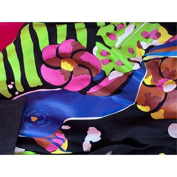 Kensington Lane Women's Black Hand Painted Tropical Art Silk Shirt Jacket Small - Picture 5 of 7